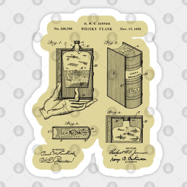 Patent Art - Whiskey Flask From 1885 Sticker by MadebyDesign